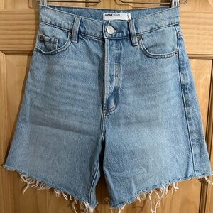 Garage mid length high waist denim shorts